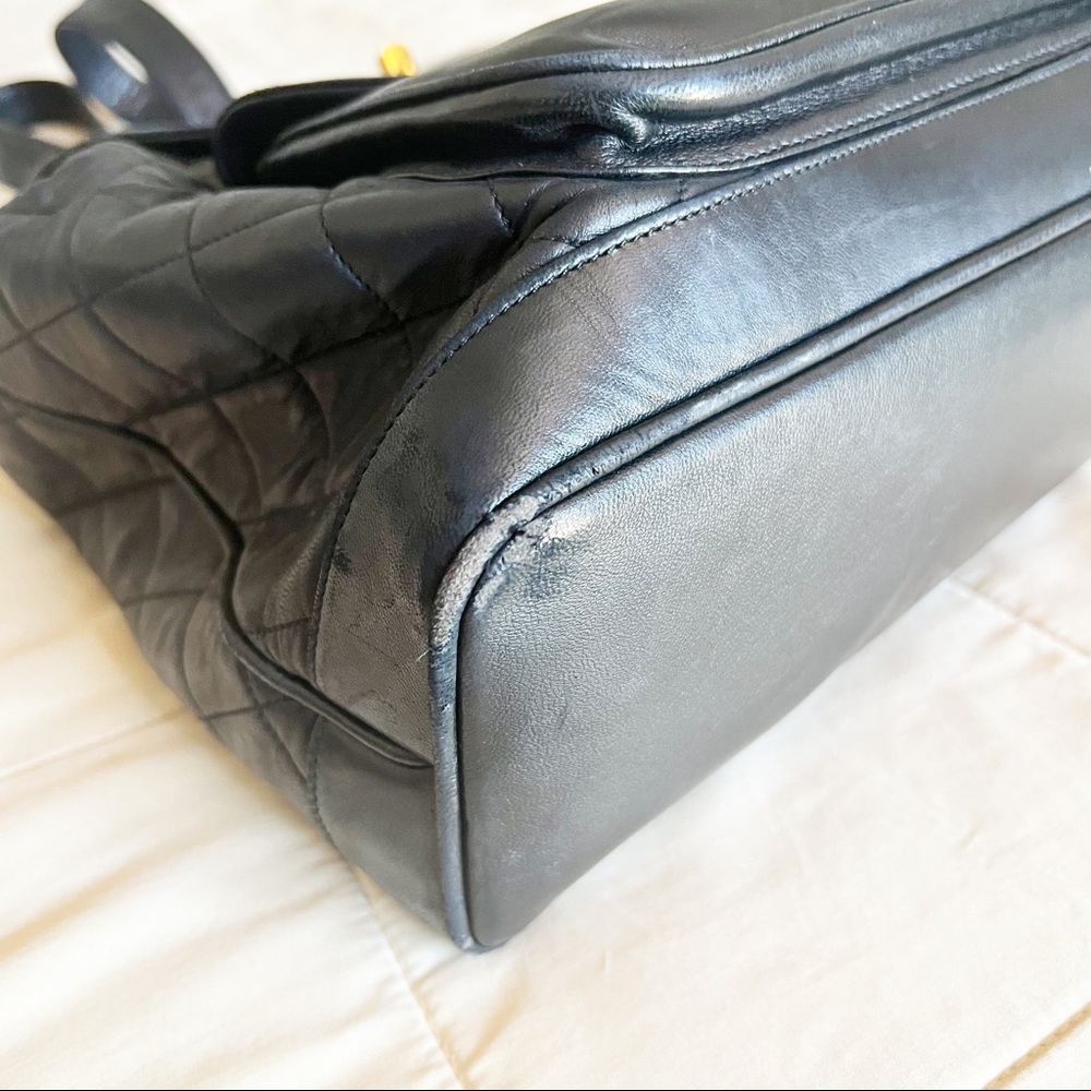 Chanel Vintage Quilted CC Black Lambskin Backpack - Picture 12 of 14